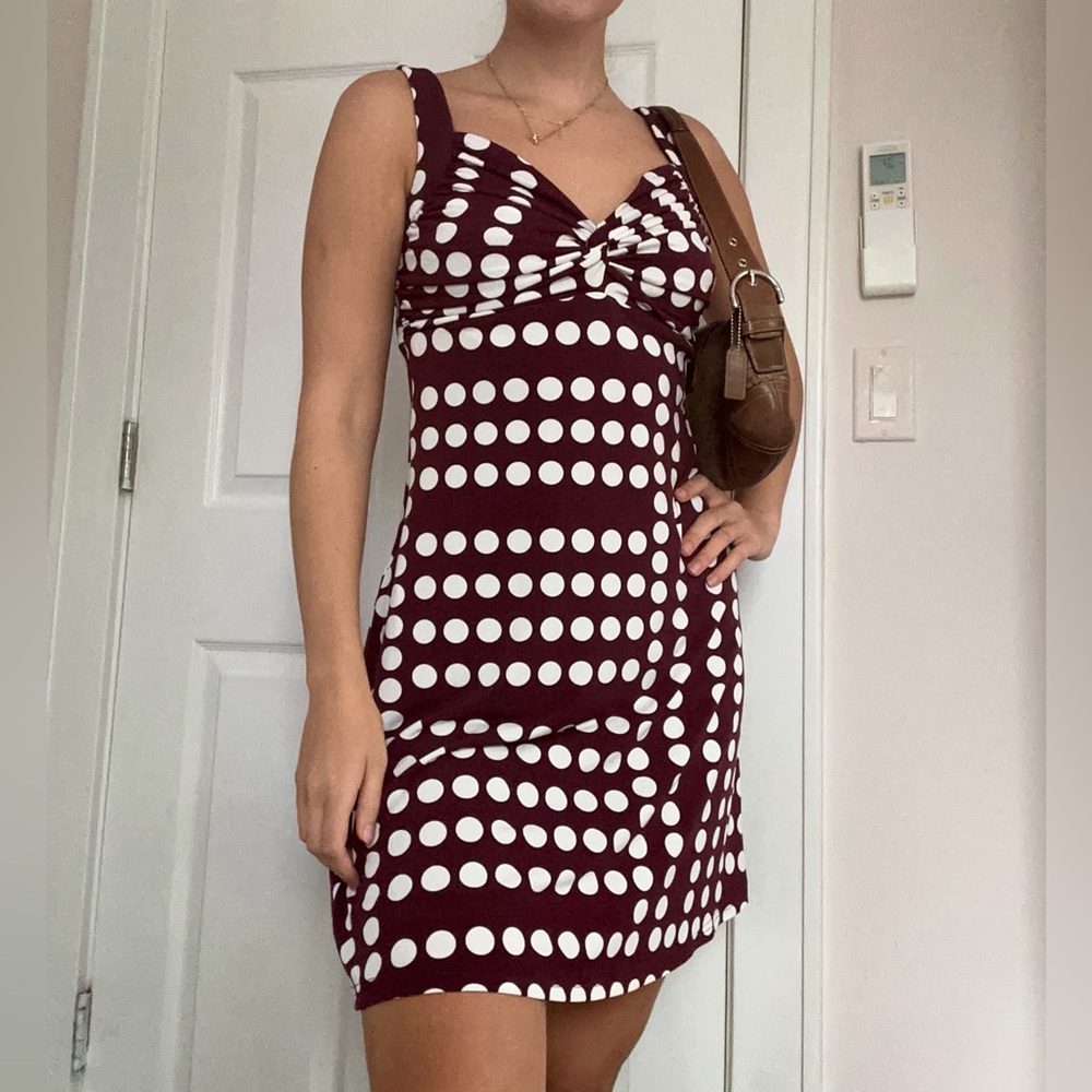 White House Black Market Burgundy and White Mini Dress